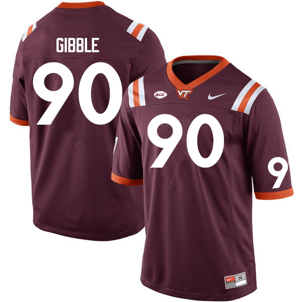 Men #90 Jared Gibble Virginia Tech Hokies College Football Jerseys Sale-Maroon